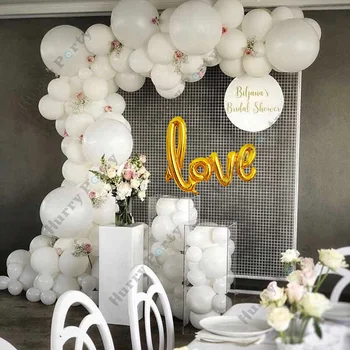 

111Pcs Wedding Party Decoration Balloons Garland Arch Kit White Gold Love Foil Couple Birthday Engagement Balloon Baby Shower