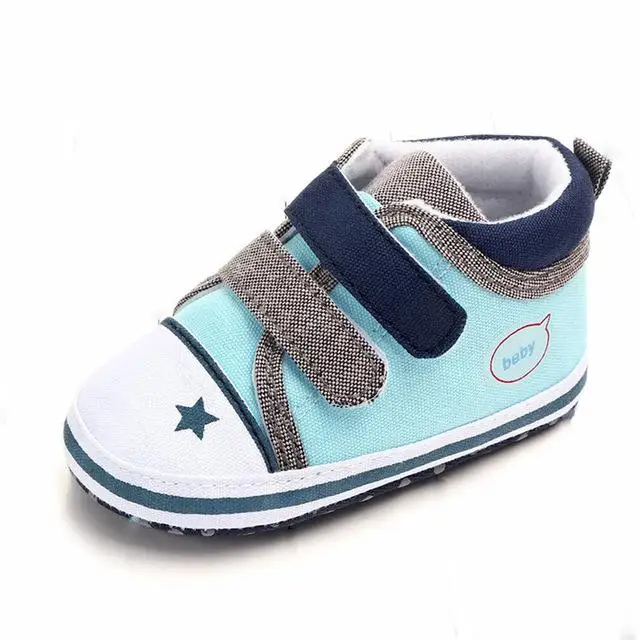 Hoge Kwaliteit/парусиновые детские ботинки Meisjes Lente Herfst Klassieke с принтом для малышей Met Ster Babyschoenen на шнуровке; Детская школьная обувь - Цвет: Blue