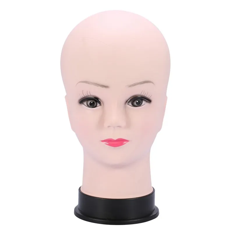 PVC Mannequin Head Model Female Wig Making Hat Display With Base Eyelash Makeup Practice Traning