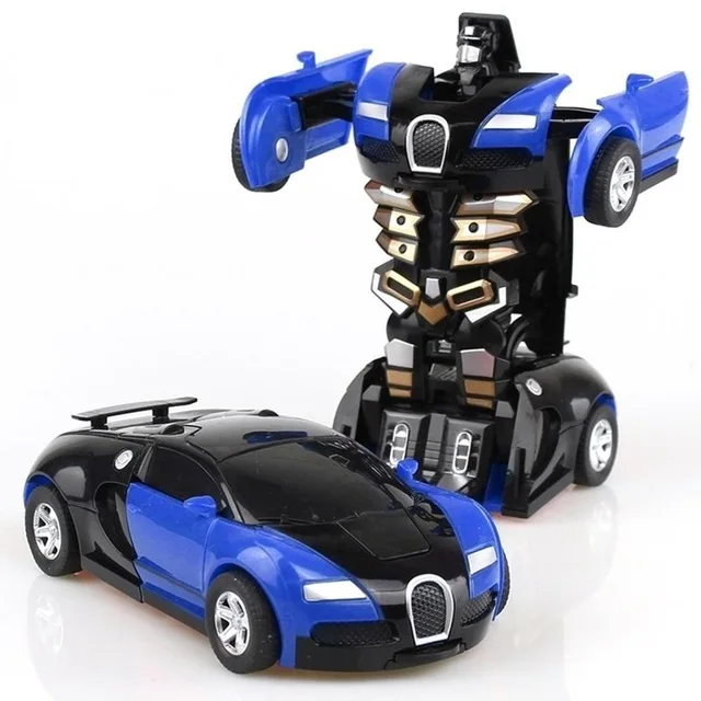 Transformation Robot Toy Car Anime Action Figure Toys ABS Plastic Collision Transforming Model Gift for Children - Цвет: Синий