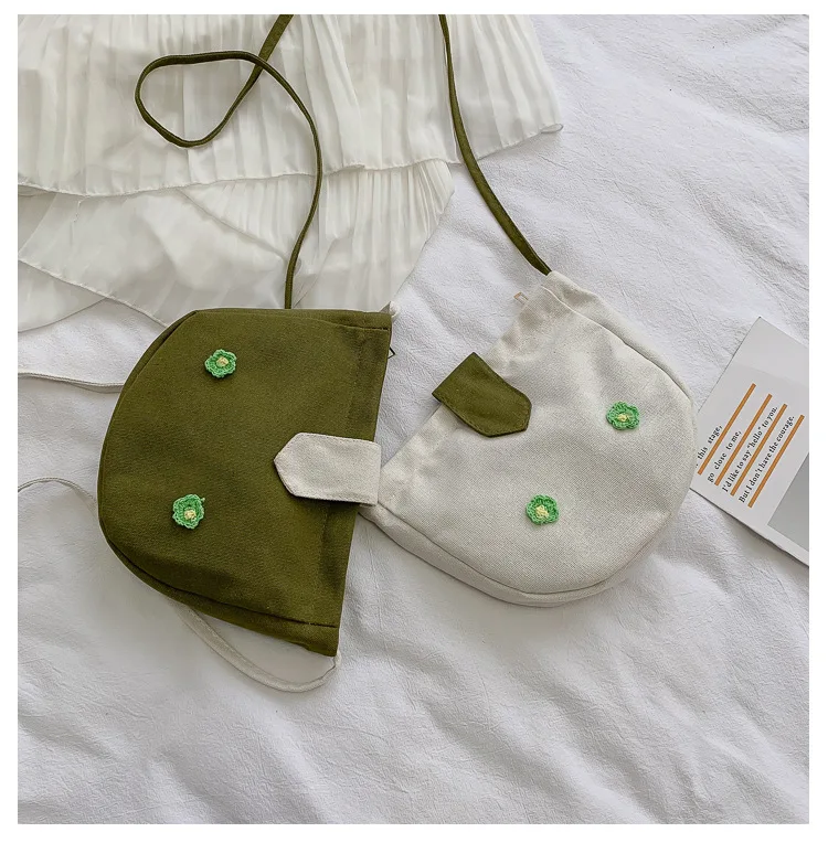 Micro for Women’s Canvas Handbag New Style Women's Messenger Bag Versatile Japanese Style Leisure Bag WOMEN'S Bag Flower Backpac