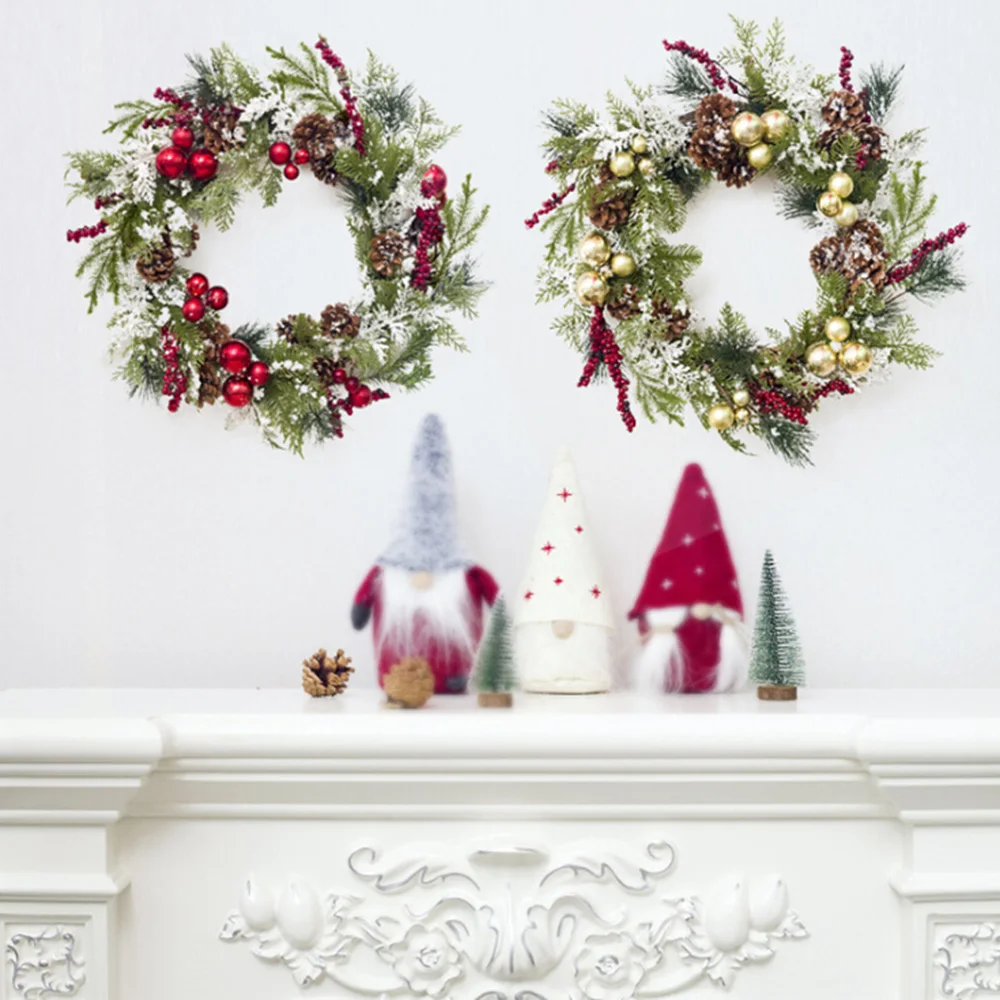 

Xmas Wreath Handmade Red Berries Pine Pendant Garland Shopping Mall Christmas Tree Door Decoration Wreath Holiday Ornament Oct4