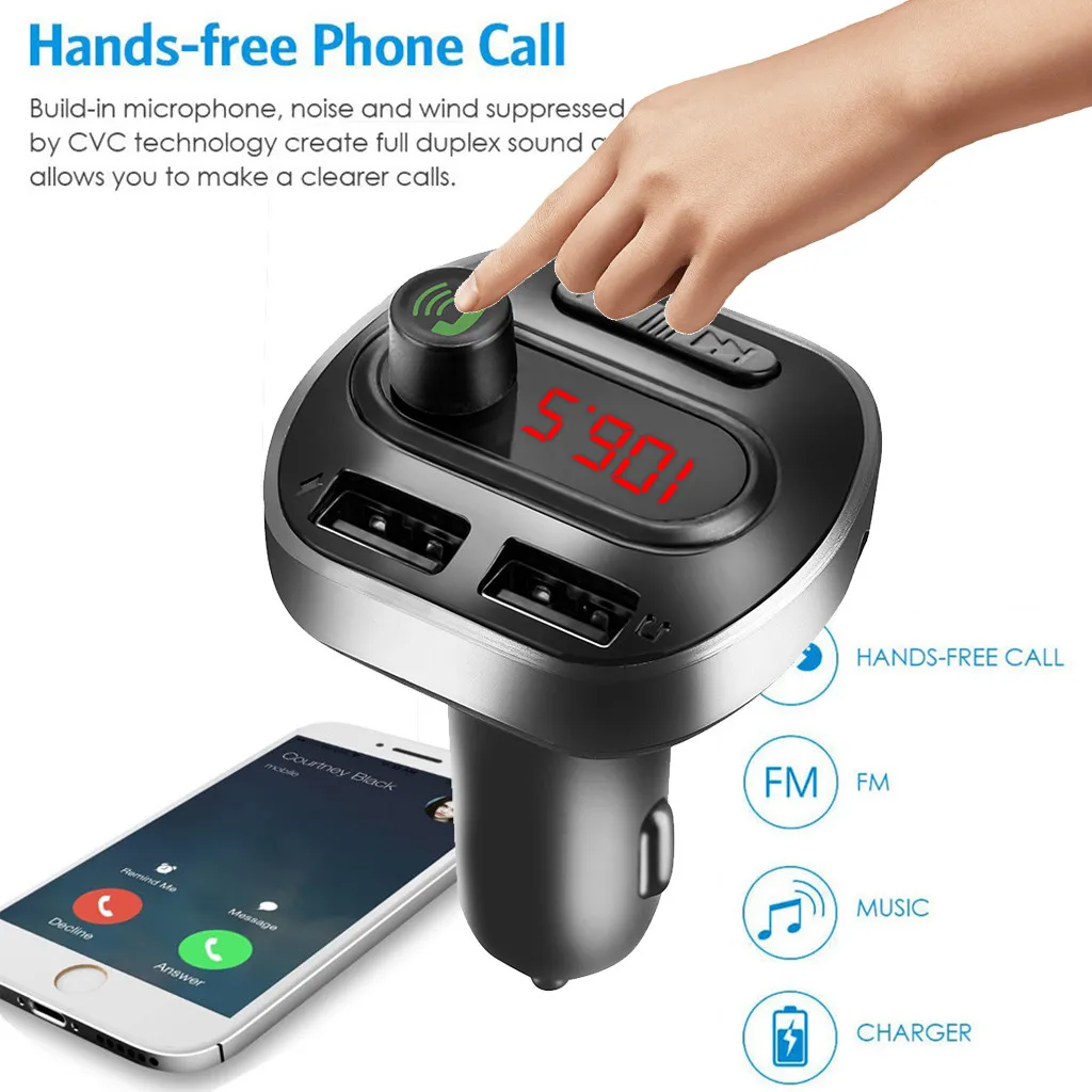Bluetooth fm-передатчик FM mp3 плееры модулятор Поддержка линейный вход Handsfree Dual USB Поддержка TF карта U диск
