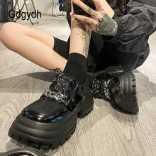 

Gdgydh 2022 Spring Women Chunky Sneakers Platform Black Lace Up Vulcanized Shoes Ladies Thick Soled Gothic Metal School Japanese