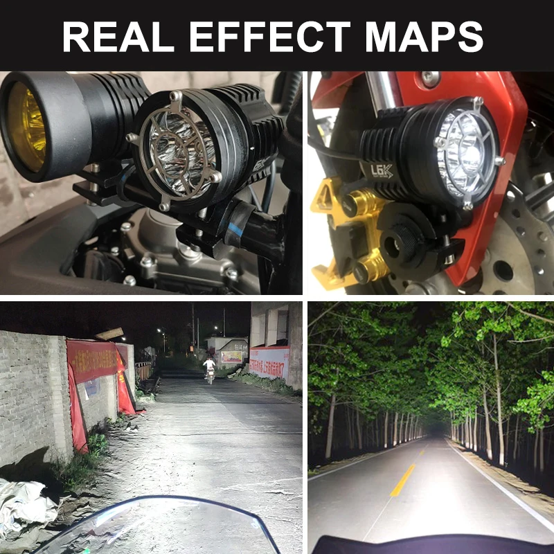  2pcs Strobe motorcycle headlights auxiliary Fog lamp T6 led motorbike spotlight accessories 12V mot - 4000035099521