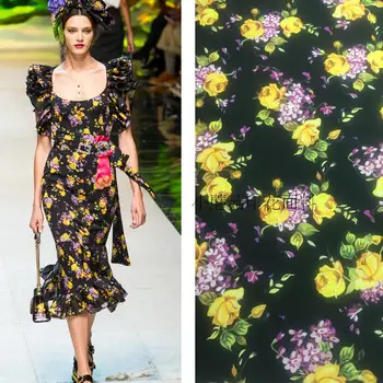 

147cm wide digital printed fabric meter micro elastic shirt dress 100% polyester fabric fashion week printed fabric