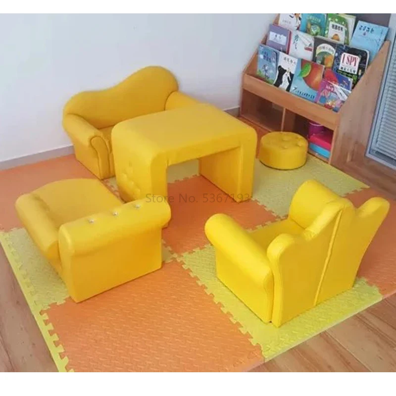 Детский мини-диван, диван для чтения, стул для хранения, диван-скамейка, милое двойное сиденье, кожаный художественный ленивый диван - Цвет: five piece set
