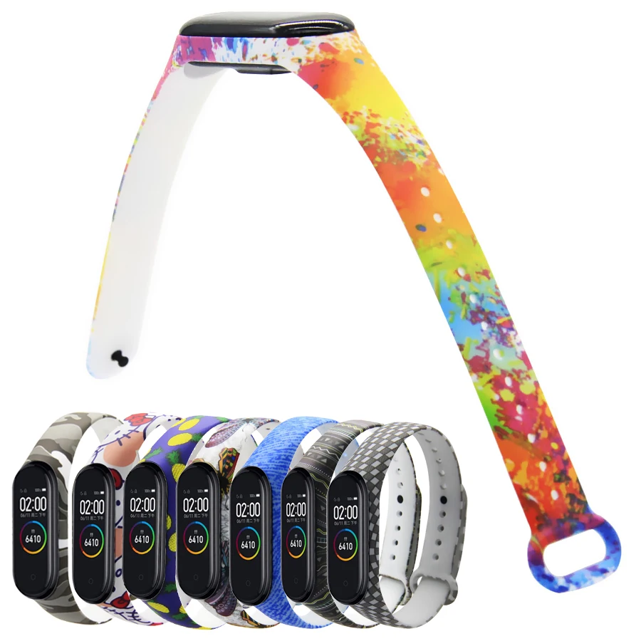 Камуфляжный сменный ремешок для Mi Band 3 4 силиконовый смарт браслета Xiaomi браслет