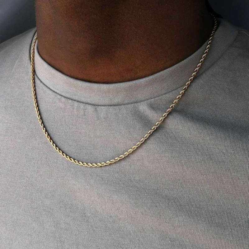 2022 Classic Rope Chain Men Necklace Width 2/3/4/5 MM Stainless Steel Figaro Cuban Chain Necklace For Men Women Jewelry