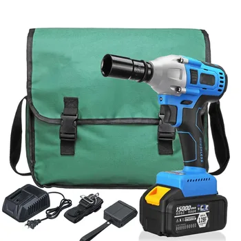 

Electric Impact Wrench AC 100-240V 15000mAh Lithium-Ion battery 340Nm Cordless Brushless with Rechargeable Battery