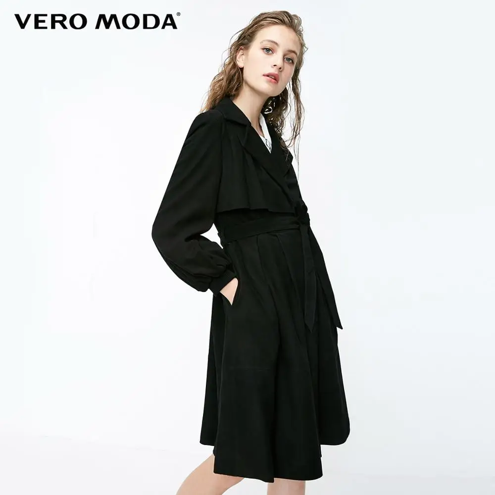 Vero Moda новая овечья кожа 3D пошив задняя щит баллон рукава кожаный пиджак | 318310541 - Цвет: Black lea.