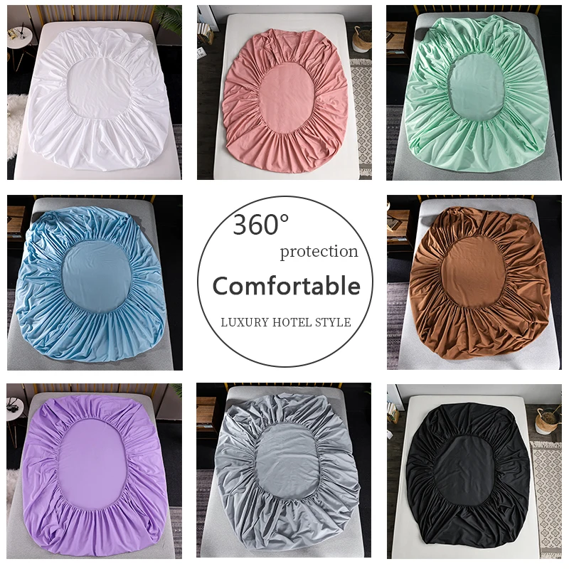 Casa anti-deslizamento totalmente envolvido lençol de cama 1 peça, microfibra elástica ajustável escovado cor sólida, gêmeo rainha completa rei