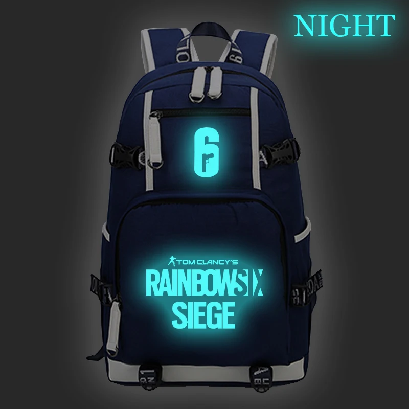 Game of Tom Clancy's Rainbow Six Siege Luminous Backpack Boys Girls Backpack Large Capacity Travel Backpack Cool Casual Backpack