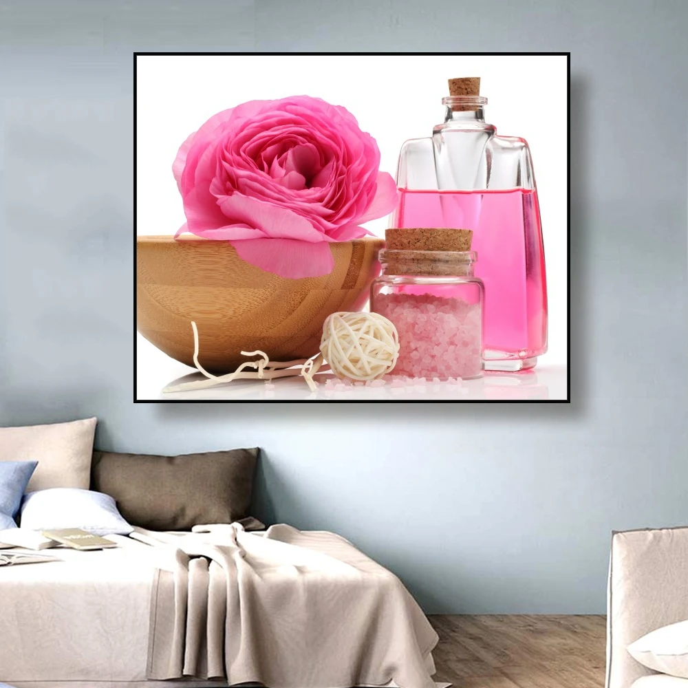 Canvas Painting Flowers and bottle container Nordic Art Poster Picture Wall Decor Modern Home Decoration For Living room Office Canvas Painting Flowers and bottle container Nordic Art Poster Picture Wall Decor Modern Home Decoration For Living room Office