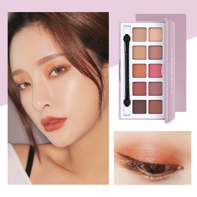 Матовый телесный 10 цветов блестящие тени для макияжа Pallete матовые тени для век Палитра мерцающий блеск алмазные тени для век порошок пигмент