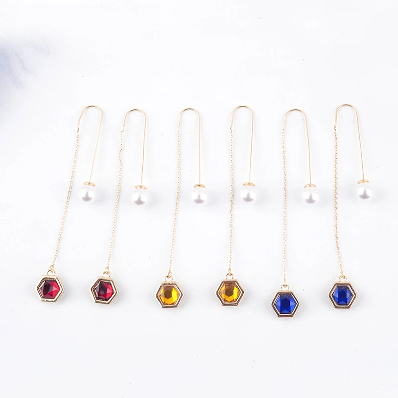 

Simple Design Cute Yellow/Blue/Red Color Crystal Earring For Women Date Gift Jewelry