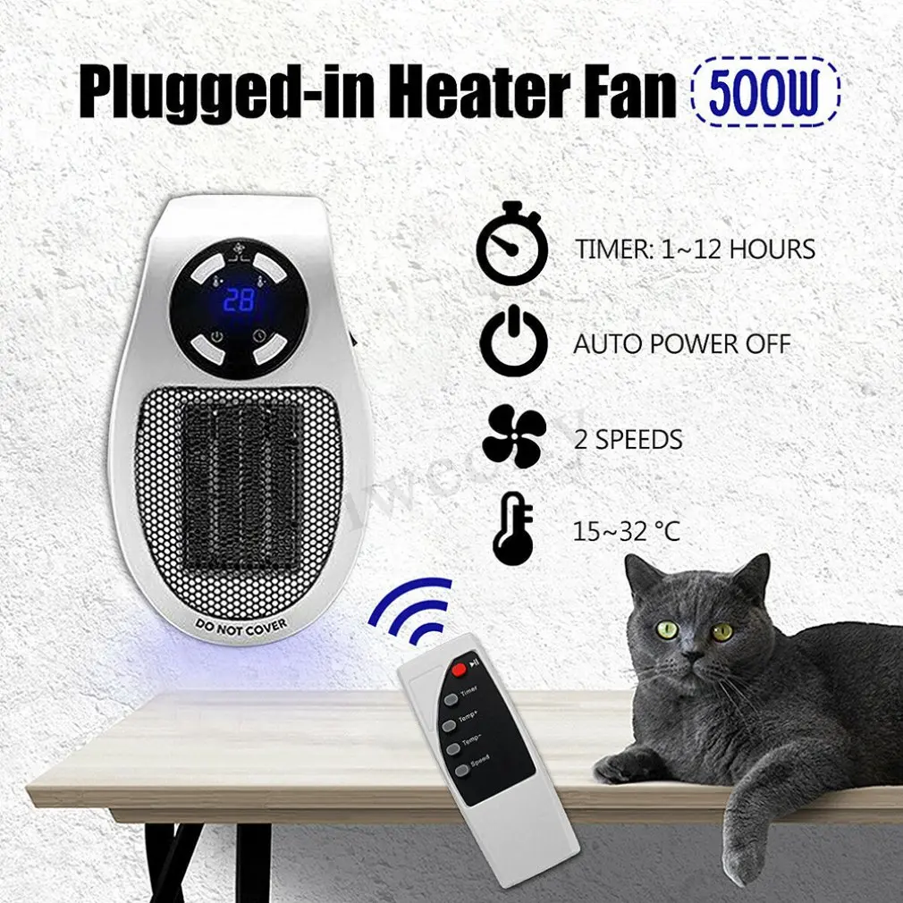 Light And Easy To Use Just Plug It Into The Socket Portable Electric Heater Fan Timing Air Warmer Wall-mounted Led Heater