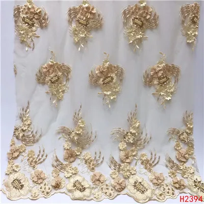 HFX мятно-зеленые ручной работы французские бисерные кружевные ткани 3d цветок Блестки ткань роскошный полный бисером Свадебная кружевная ткань H2394 - Цвет: as picture