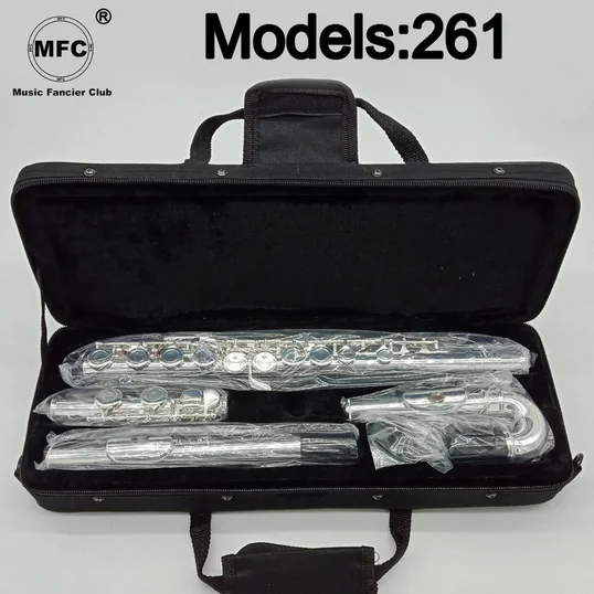 Professional Flute 261 Silver Plated Instrument Intermediate Student Curved Headjoint Flutes C Leg 16 Holes Closed E Key | Спорт и