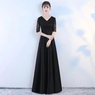 Новые модные вечерние чонсам, Восточный стиль, женское свадебное платье Qipao, модный элегантный в китайском стиле, длинный халат, одежда, Vestido S-3XL - Цвет: Черный