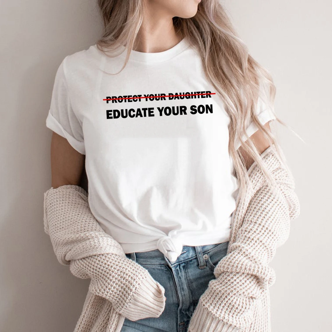

Feminist Shirt Educate Your Son T-Shirt Women Empowerment Human Rights T-shirt Ruth Bader Ginsburg Tees Girl Power Tops Female