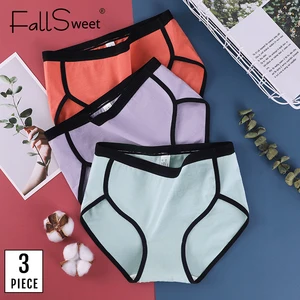 ¡FallSweet 2 unids/lote! Bragas de algodón de talla grande para mujer, ropa interior de retazos, bragas de cintura media, m-4xl