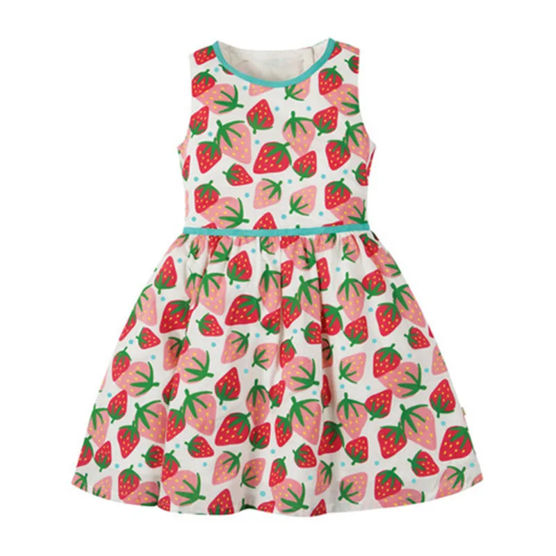 Little Maven/ новые летние с коротким рукавом детская одежда для девочек, детская одежда для маленьких девочек с милым клубничным принтом Платье с принтом для девочек платья От 2 до 7 лет