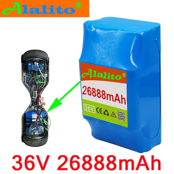

Alalito 10S2P 36v lithium-ion rechargeable battery 26888mAh26.88AH battery pack for electric self-suction hoverboard unicycle