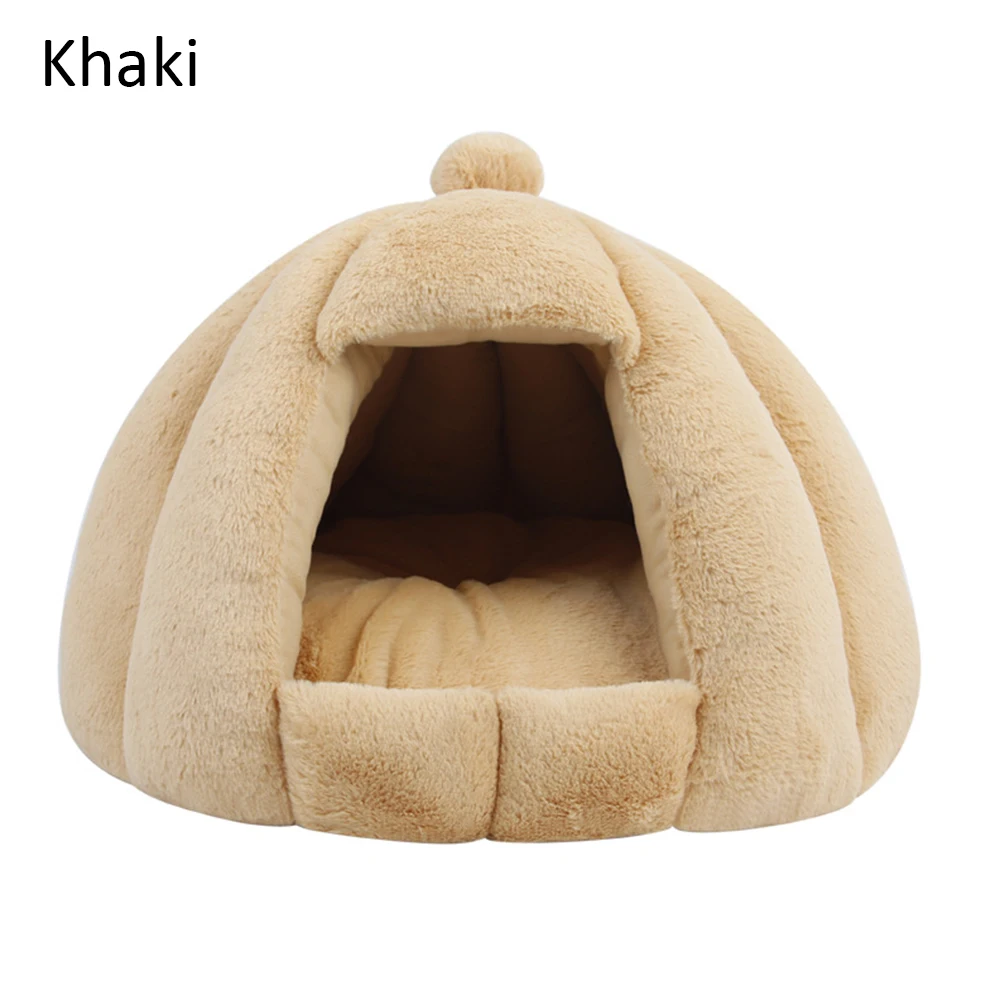 Khaki Лежанка для питомца, для дома, для котенка, теплая, маленькая, для кошек, для собак, гнездо, складной, для кошек, для пещеры, милые спальные коврики, зимние товары, коврик для собак - Цвет: Khaki