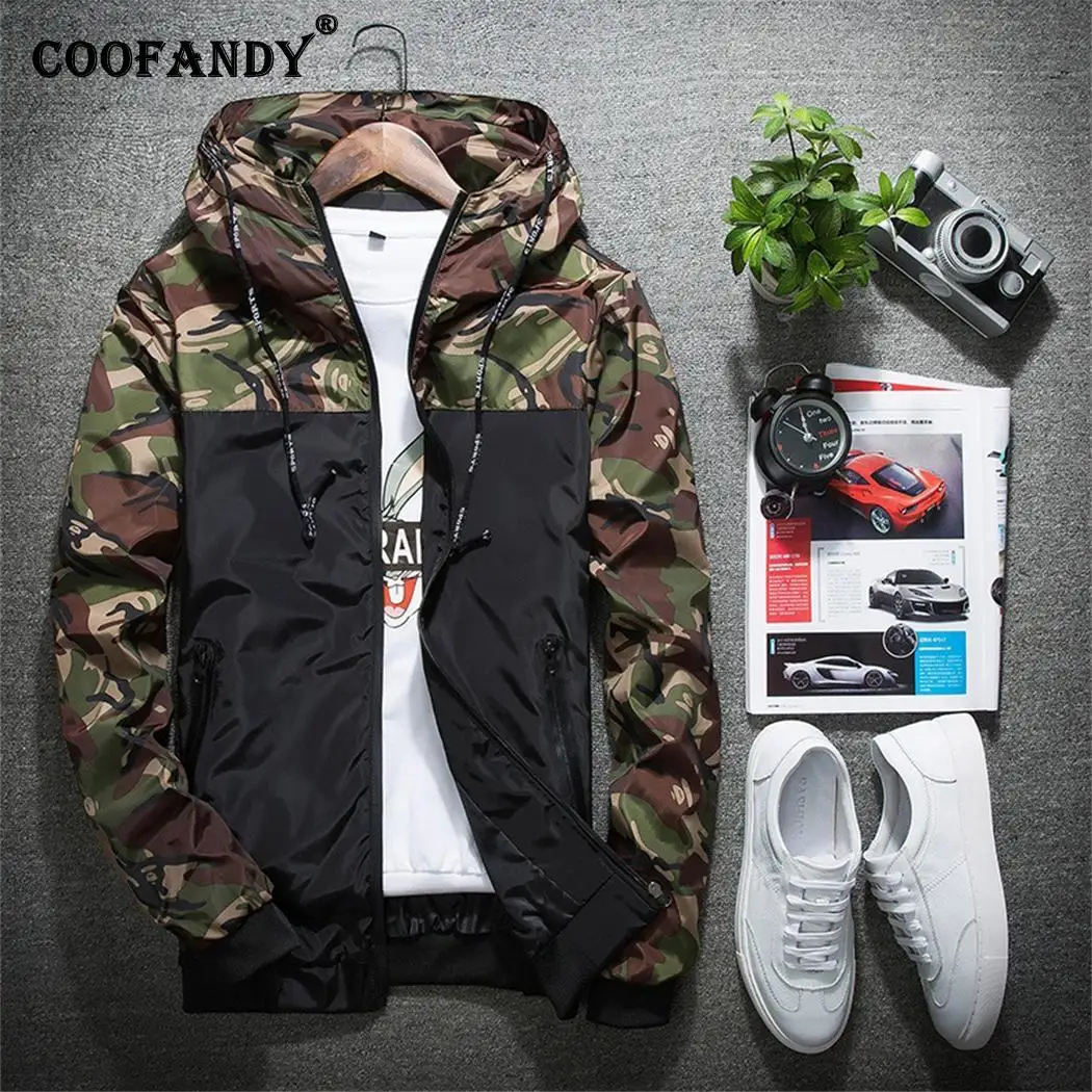 

Men Autumn Casual Zipper Jacket Long Sleeve Hooded Drawstring Patchwork Outwear Coat