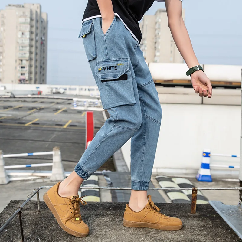 

Zogaa 2019 New Men's Hip Hop Jeans Loose Cool Pants Big Pockets Zipper Japanese Denim Trousers Cowboy Brand Fashion Streetwear