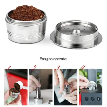 

New Stainless Steel Coffee Capsules Refillable Pods Refillable Coffee Capsules with Spoon and Brush for K-fee Espresso Machines
