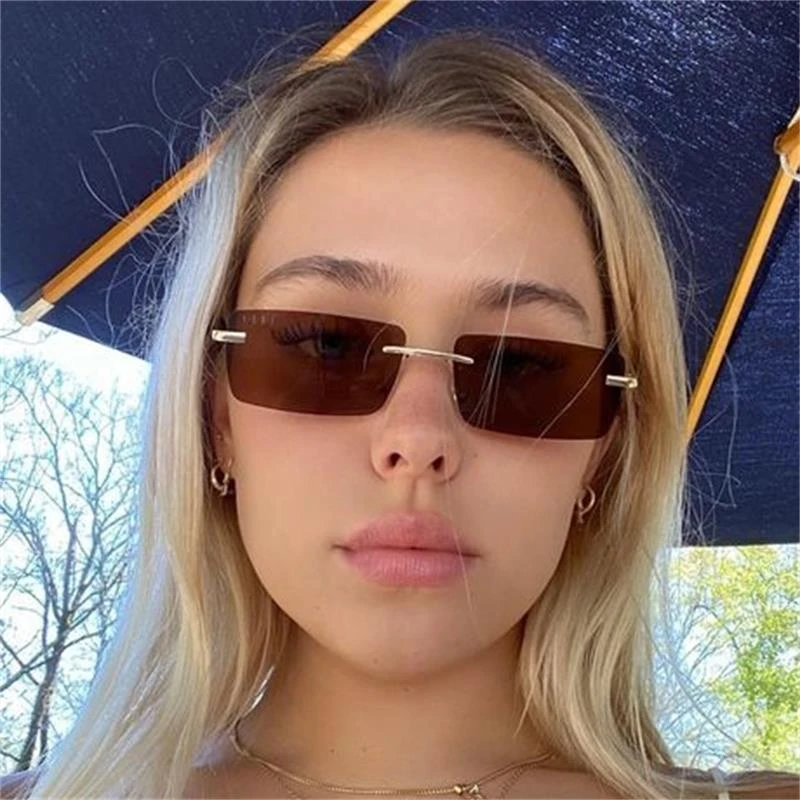 値頃 Sunglasses Rimless Square, Small Rectangle Fashion