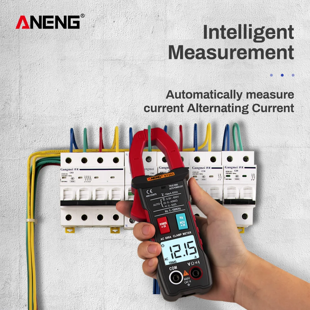 ANENG ST203 4000 отсчетов полный диапазон True RMS цифровой мультиметр клещи AC/DC напряжение NCV сопротивление Авто Диапазон фонарик