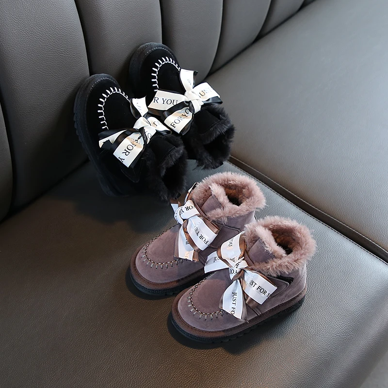 Детские зимние ботинки 2020 корейские для девочек теплые Нескользящие плюшевые