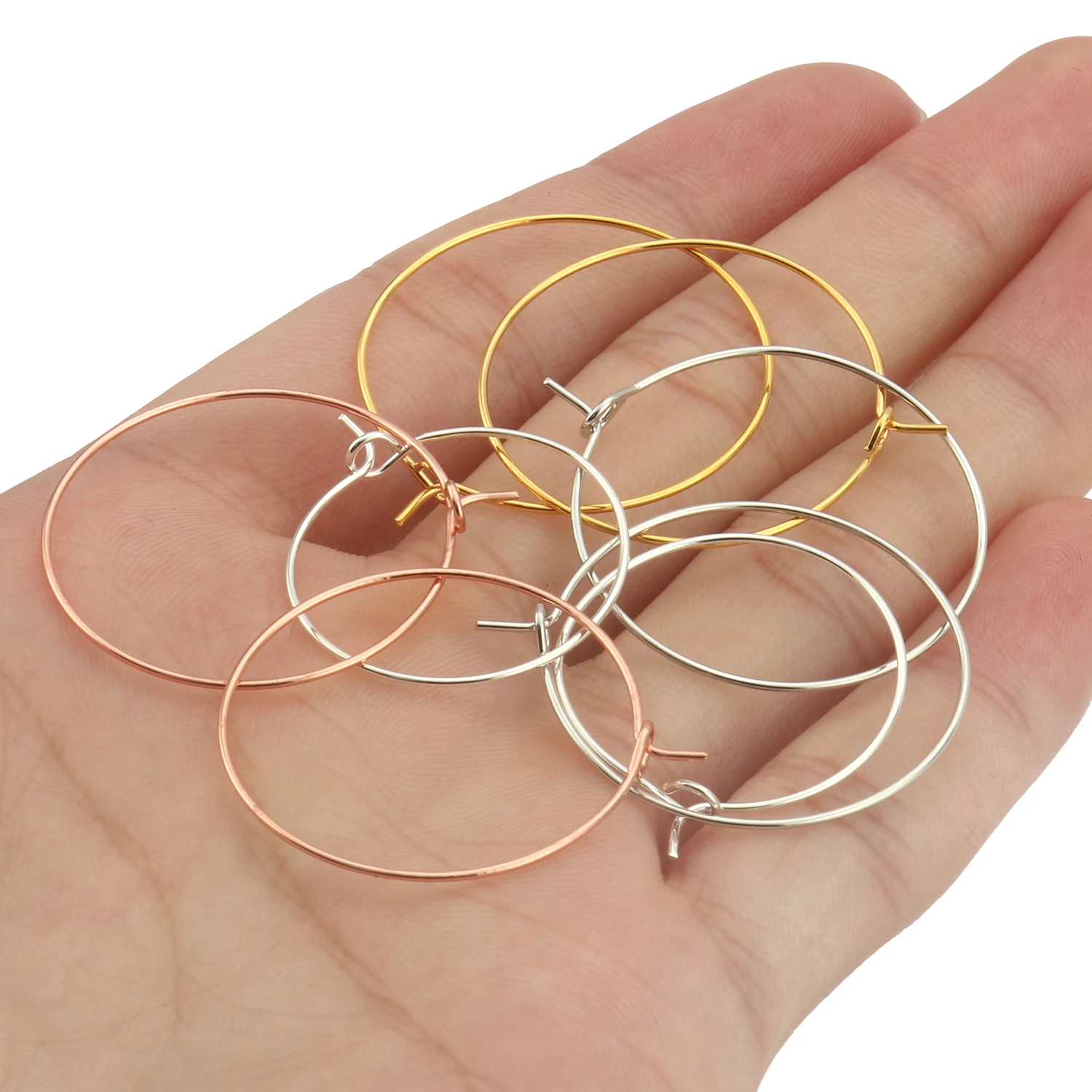 50pcs 20 25 30mm Gold Plated Copper Material Hoops Big Circle