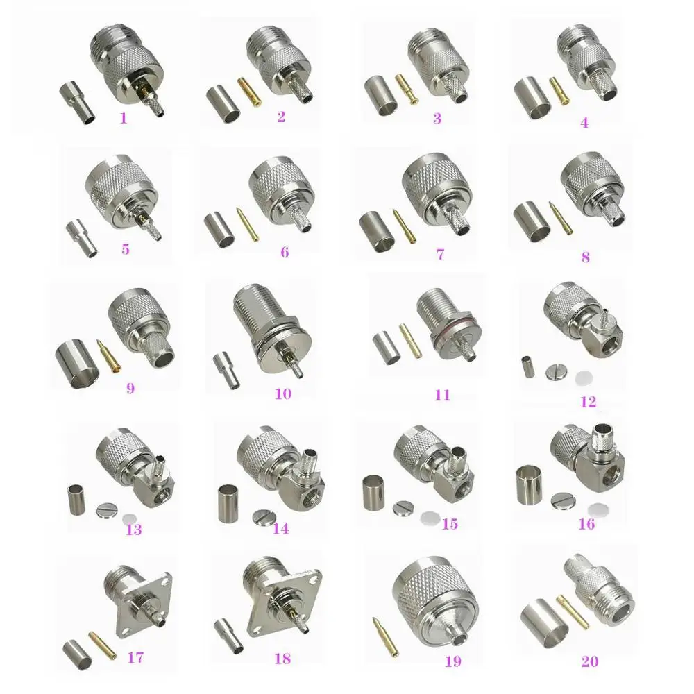 Обжимной разъем N RG316 RG174 / RG58 RG142 RG8X LMR240 RG5 RG6 RG8 LMR400 RF адаптер 10 шт.|Соединители| |