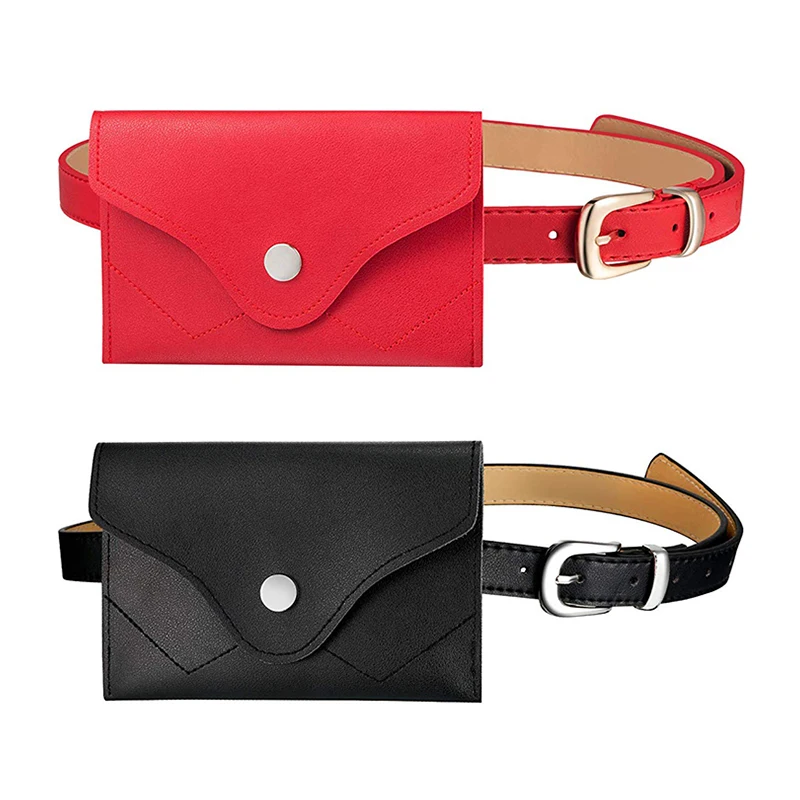 

JHD-2 Pieces Womens Fashion Leather Belt Fanny Pack Removable Belt With Waist Pouch Mini Purse Travel Cell Phone Bag