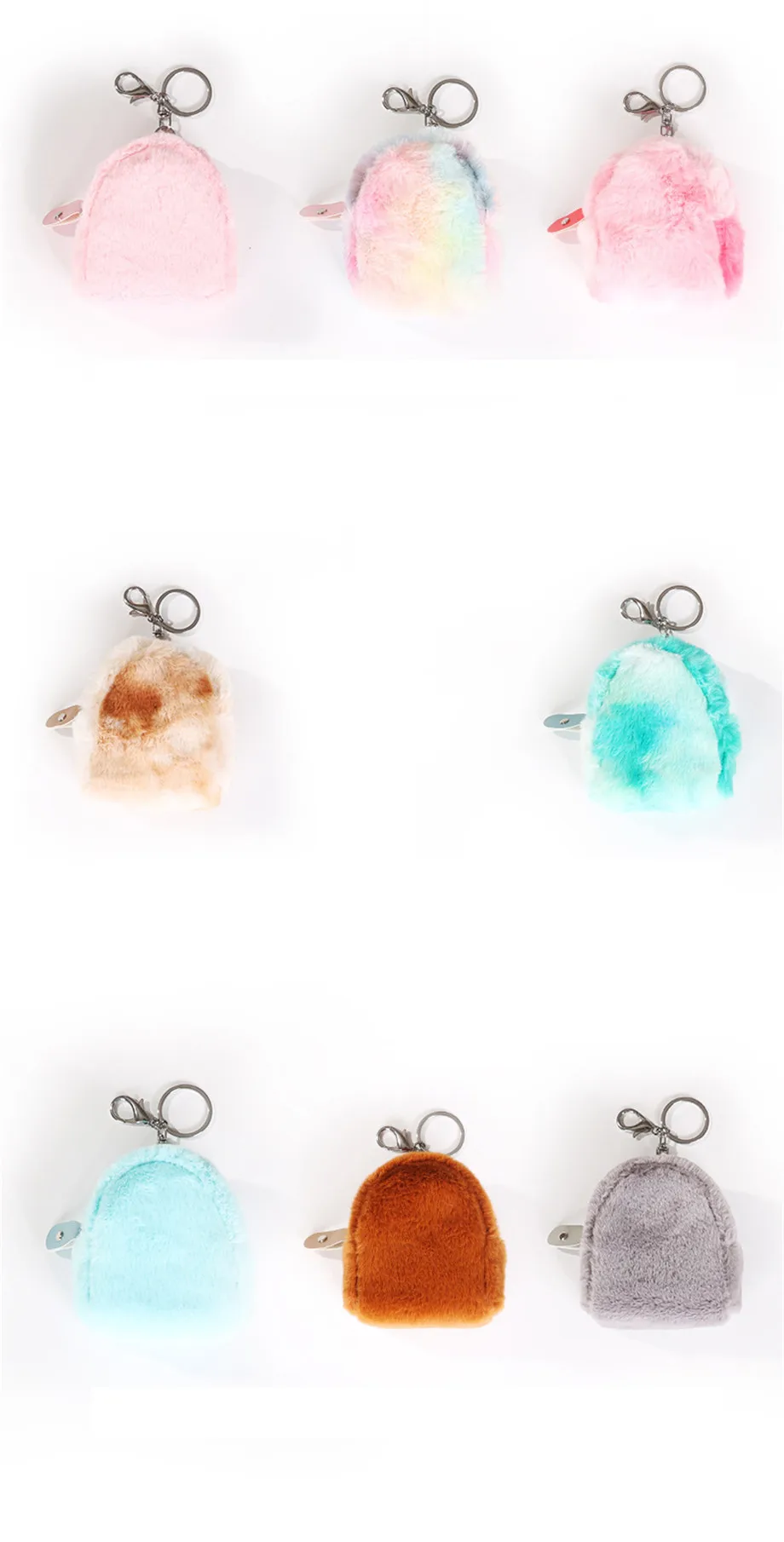 Плюшевые кошельки, однотонный милый плюшевый мини-кошелек, креативная Мода, мягкие животные, плюшевые игрушки, гарнитура для ключей, карманы для монет, плюшевые рюкзаки