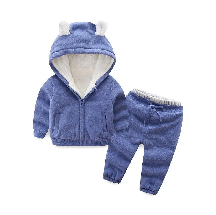 Inverno do Bebê Hoodies + Calças Traje para Crianças Outono Meninas Meninos Roupas Definir Quente Mais Veludo 2 Pçs Crianças Esportes 13 5_??