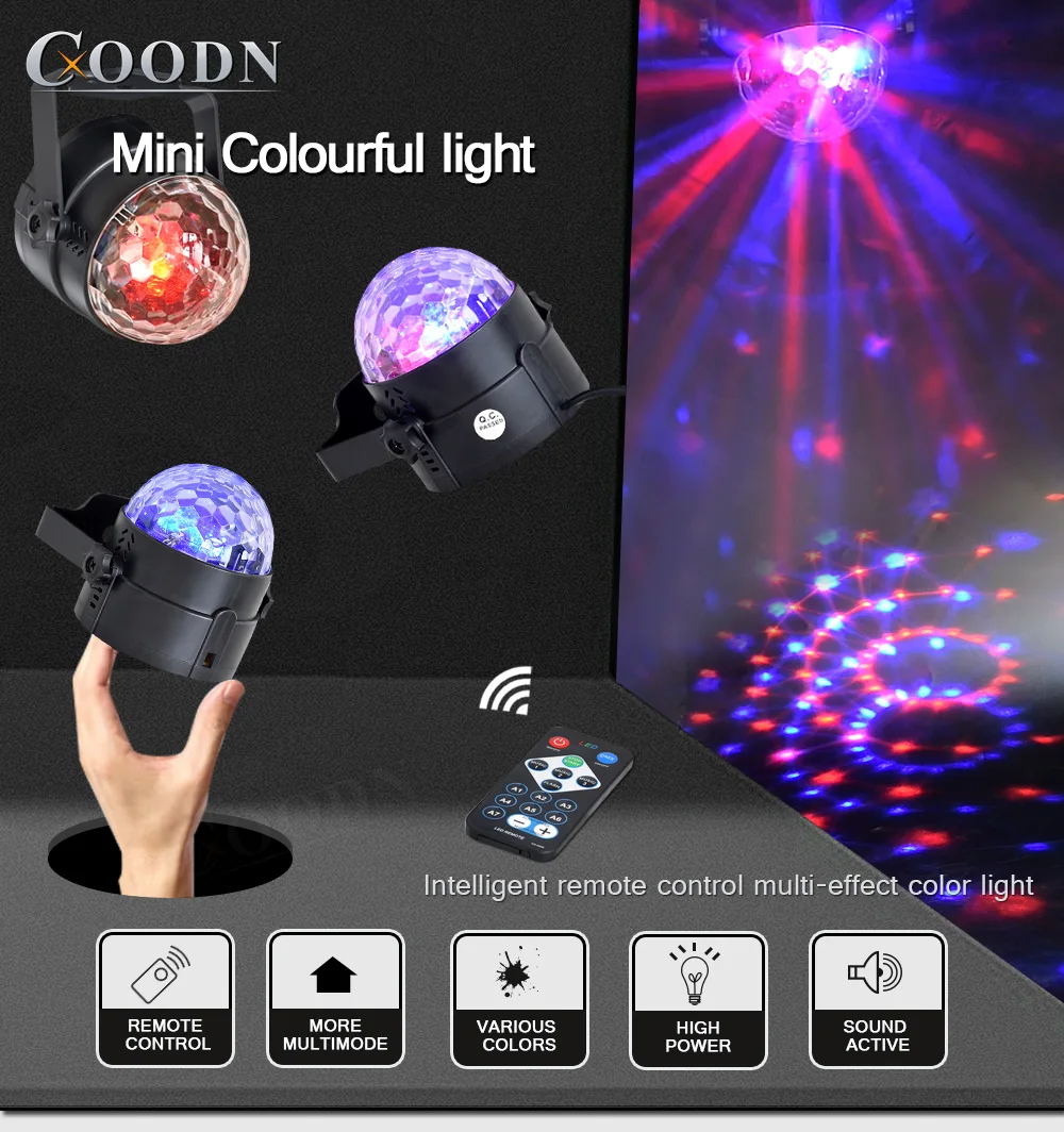 Мини Голосовое управление RGB светодиодный сценический светильник кристалл магический шар Звуковое управление лазерный сценический светильник для дома вечерние Диско клуб DJ светильник s