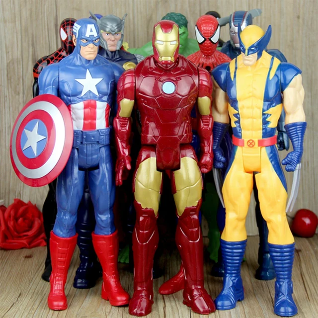 Figuras de acción de superhéroes para niños, juguetes de los vengadores,  Iron Man, Capitán América, Lobezno, Thanos, Hulk, Thor, Venom, 30cm
