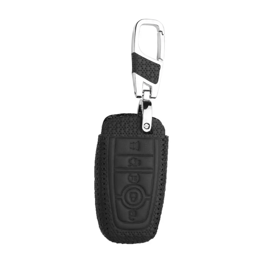 Дистанционный ключ чехол для Ford Ecosport Edge Explorer Fusion S-MAX Mustang F-150 F-250 F-350 Автомобильный Брелок чехол без ключа Fob - Название цвета: Black