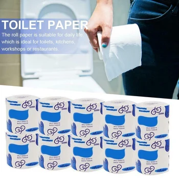 

New Hot 10 Rolls Toilet Paper Bulk Rolls Bath Tissue Bathroom Soft 3 Ply Skin-Friendly Household SMD66