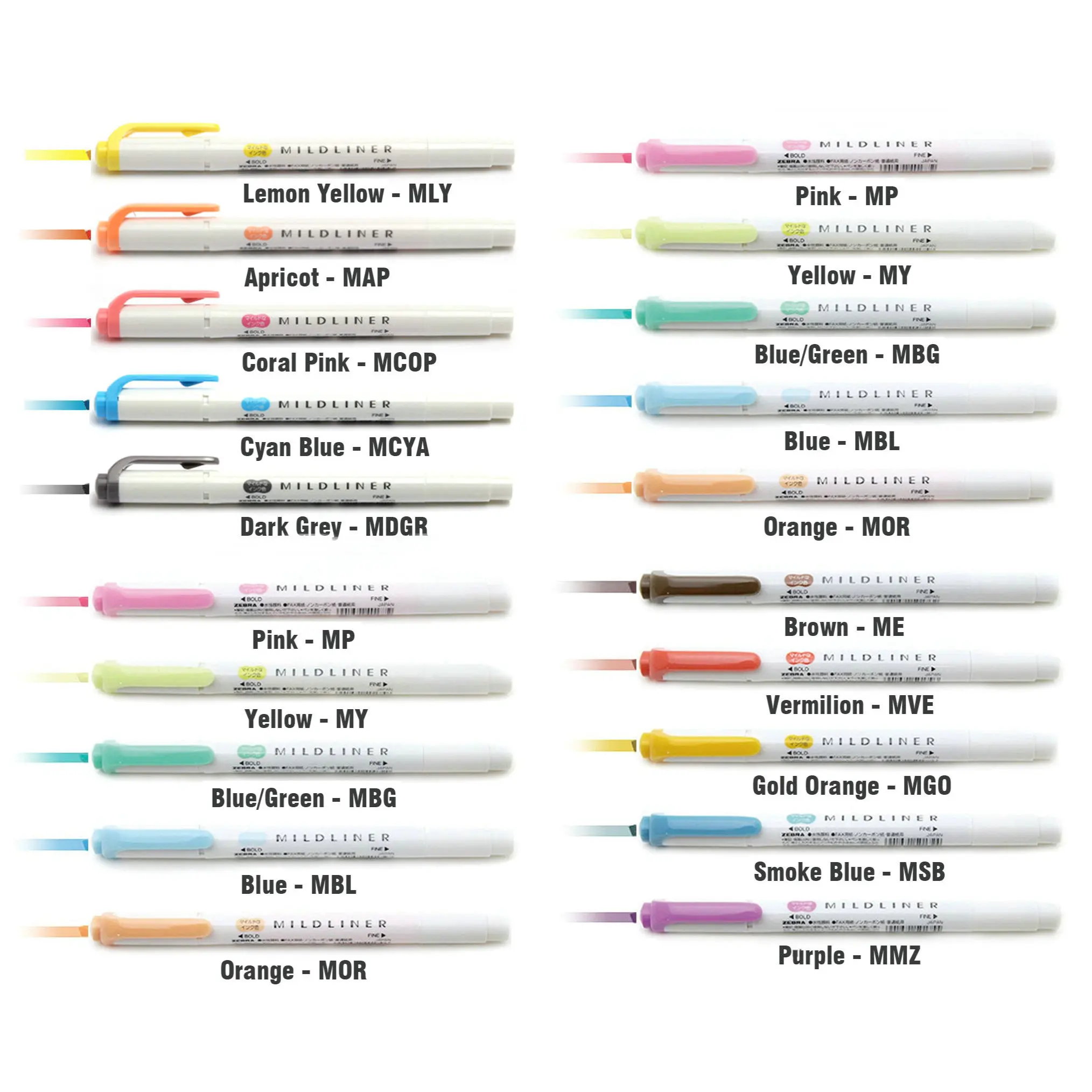 Japan Stationery Zebra Mildliner Doublesided Highlighter Fine / Bold