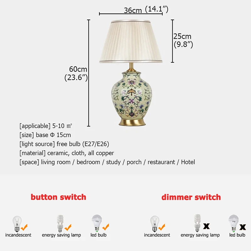 Керамические настольные лампы AOSONG Роскошные Современные тканевые для фойе