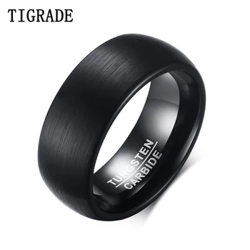 

Tigrade Mens Rings Black Tungsten 8mm Dark Wedding Band Brushed Matte Punk Cool Ring Party Simple Jewelry