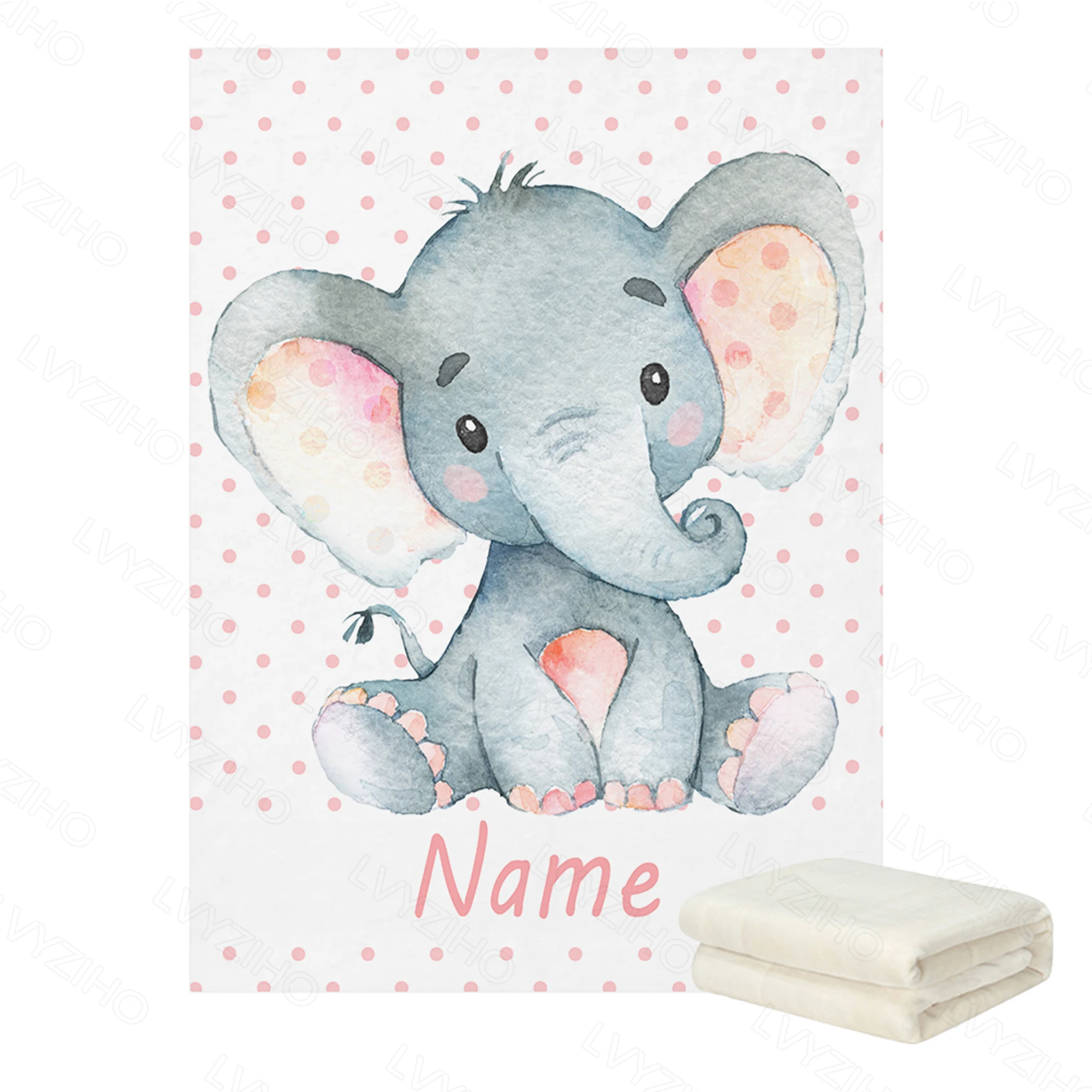 Personalized Baby Blanket With Sunflower & Elephant - Custom Name Nursery Blanket 30x40 Inches - View #10