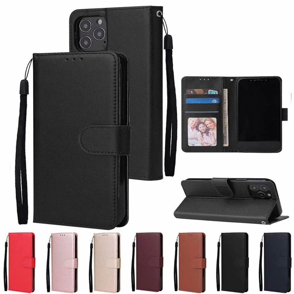 Leather Case For iPhone 12 11 Pro Max Strap Card Slots Coque Funda For iPhone 7 8 6 6S Plus 5 SE 2020 X XS XR Max Wallet Case phone cases for iphone 7