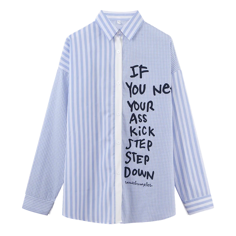 

Korean Fashion Women Long Sleeve Blouse Casual Patchwork Elegant Shirts Ladies Singer Button Tops Autumn Spring Blusas Femininas